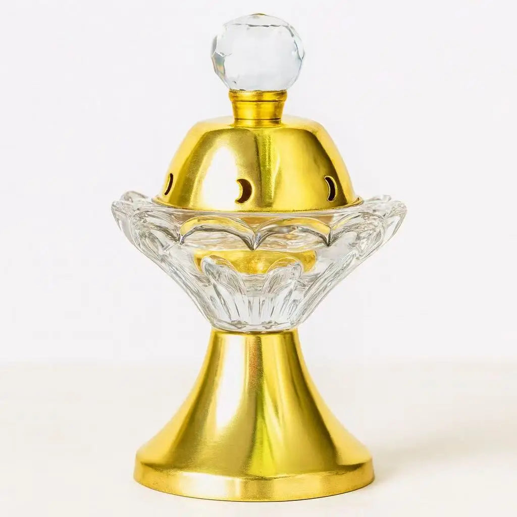 OEM Service Luxury Arabic Bakhoor Burner Crystal Glass Oud Incense Holder Middle Eastern Home Ramadan Decor Wholesale Supplie