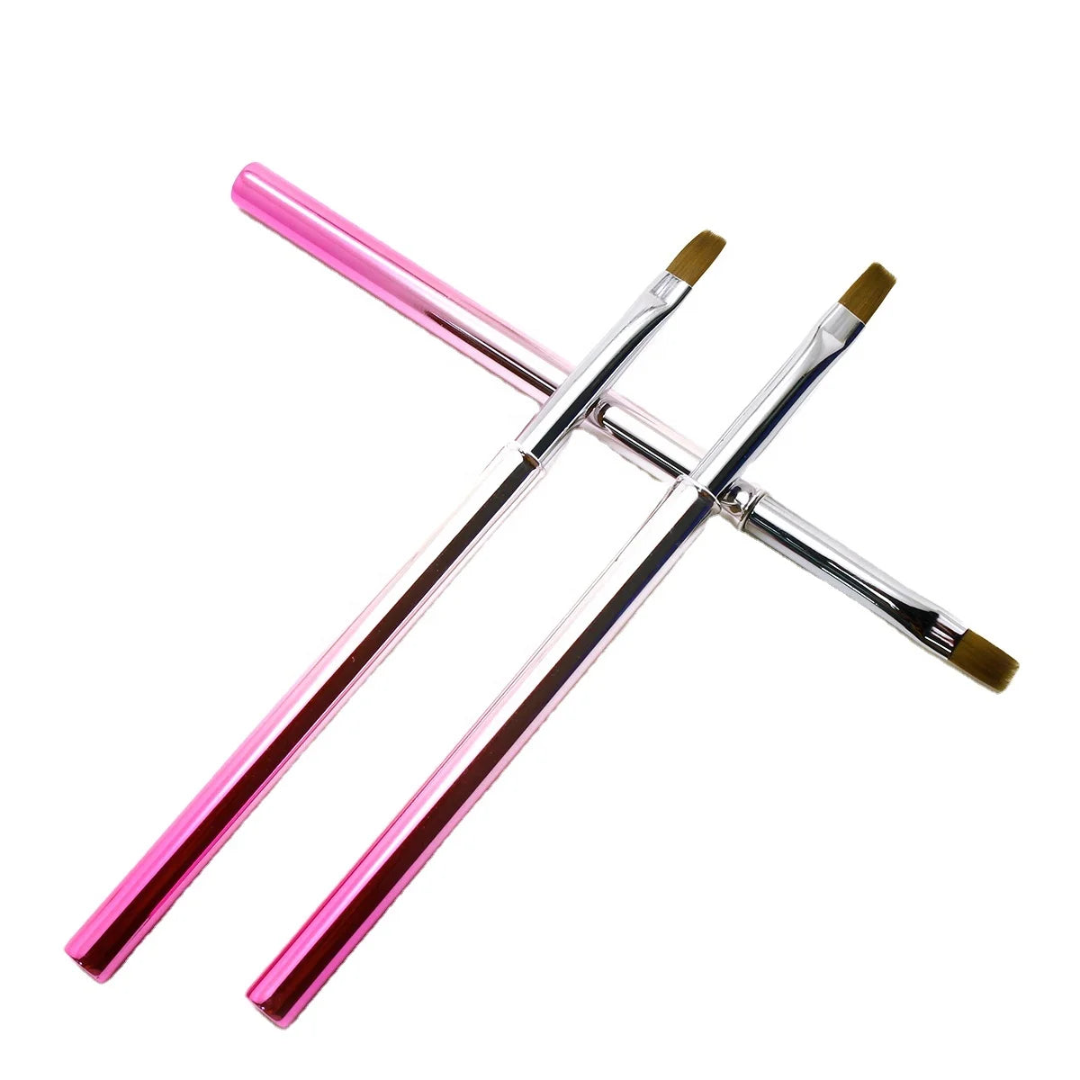 Wholesale 3pcs Colorful Ombre Metal Handle Gel Nail Art Brush Set Nylon Oval Flat Oblique Brush Professional Nail Tools Soche
