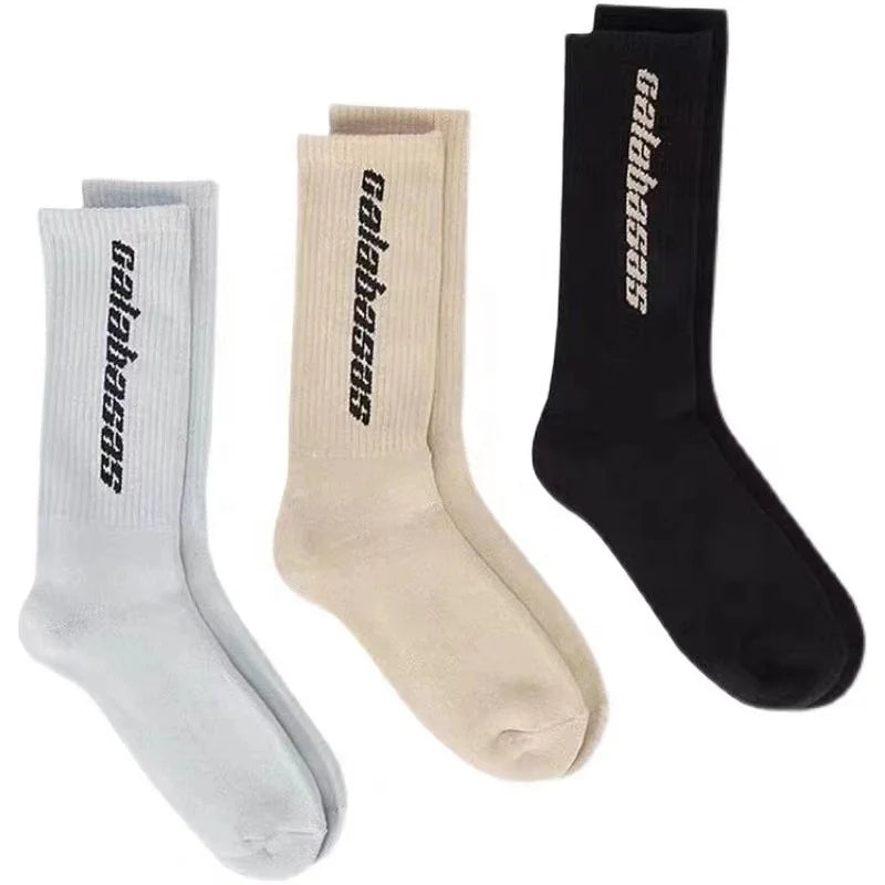 New Fashion Custom Logo Cotton Crew Socks Men and Women's Plain Color for Autumn Wholesale
