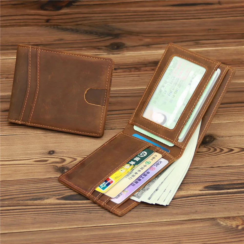 Genuine Leather Handmade Minimalist Credit Card Holder Front Pocket Slim Wallet for Men Women