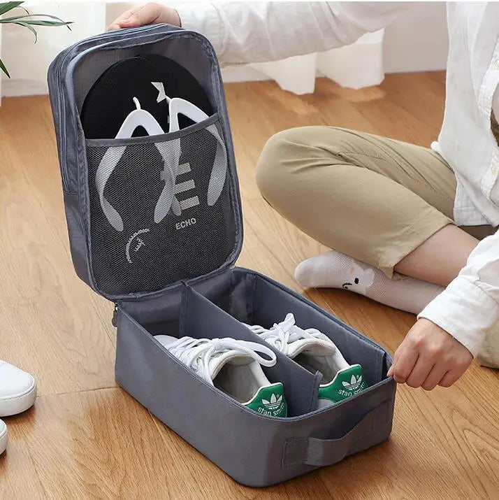 New Fashion Promotional Zipper Three Pairs Shoe Bag with Ladies Outdoor Shoes Matching Bags Portable Oxford Shoes Storage Bag