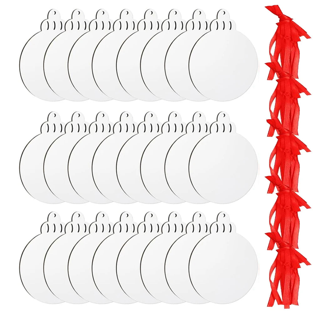 24PCS/Lot New Christmas Item MDF Blanks Sublimation Light Bulb Shape Ornament for Heat Press Logo Print