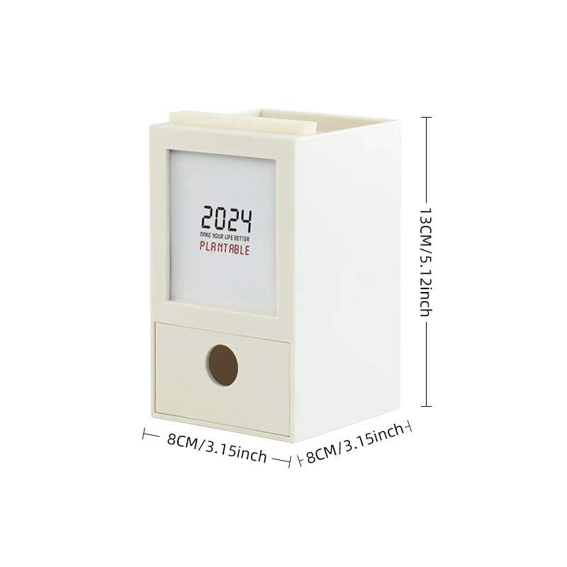 Plastic Office Desk Storage Desk  Pen Holder Capable of Recording Things Office Organizer Pen Holder Storage Box for Desktop 