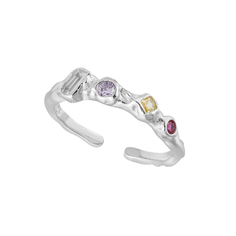 Trendy Colorful CZ Rings Jewelry Women 925 Sterling Silver Stacking Rings for Girls