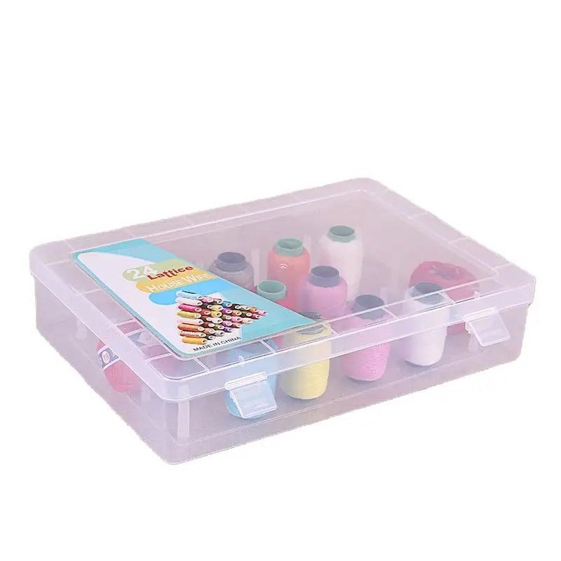 24-Axis High Transparent Household Cable Management Workbox Multi-Function Plastic Wire & Needle Thread Storage Box