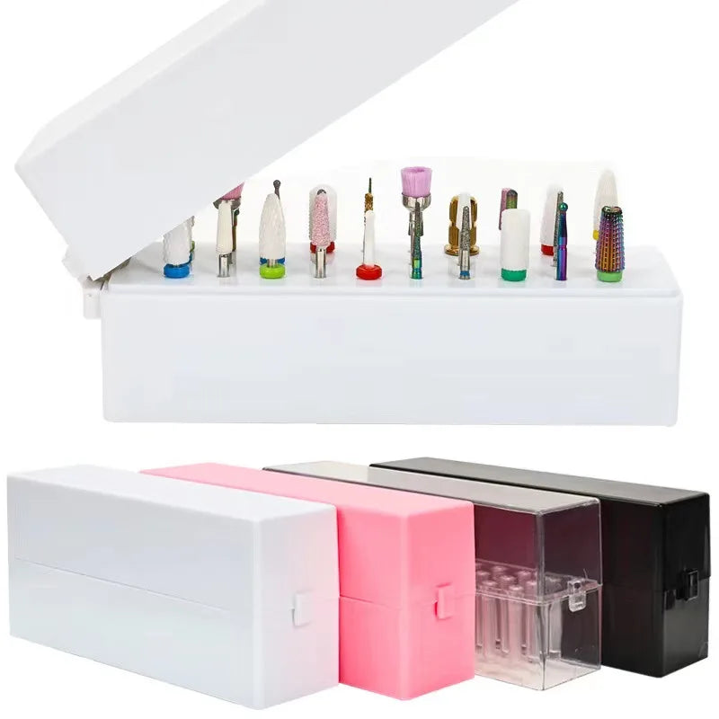 48 Holes Nail Drill Bits Holder Stand Display Nail Drill Shelf Organizer Storage Box Plastic Nail Drill Bit Case Box