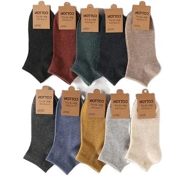 2025 Newest Men's Solid Color Cotton Boat Socks Y Type Men's Socks Sports Cotton Socks