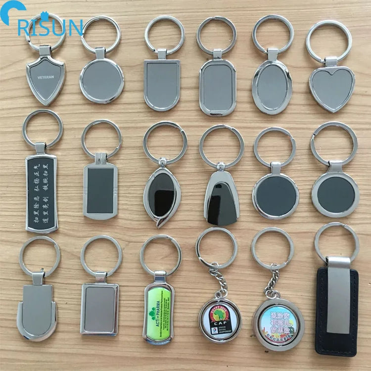 Wholesale Manufacturer Blank Keychain Custom Logo Metal Leather Keychains Laser Key Chain Advertising QR Code Gift Promotion 