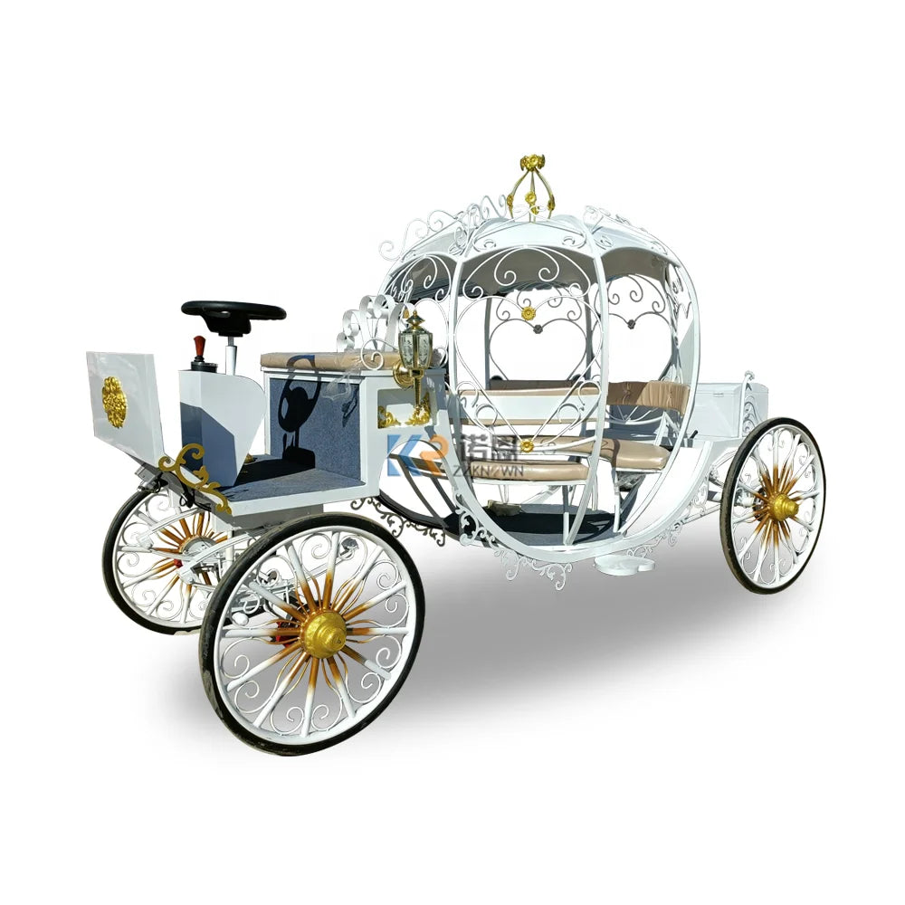 Customize Luxury Horse Cart Carriage White Princess Horse Carriage for Wedding Holiday Festival Electric Pumpkin Horse Carria