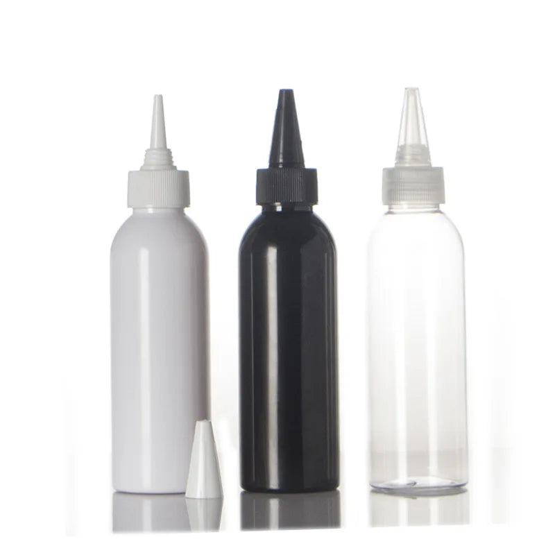 150ml 200ml PET Pointed Hair Oil Nozzle Squeeze Bottles Twist Top Cap 250ml Luxury Plastic Bottles Shampoo With Label Sticker