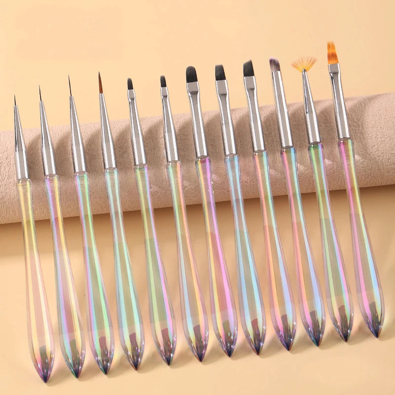 New Design Nail Art DIY Brushes Tools Set 12PCS Custom Extension Gel French Manicure Painting Drawing Pen