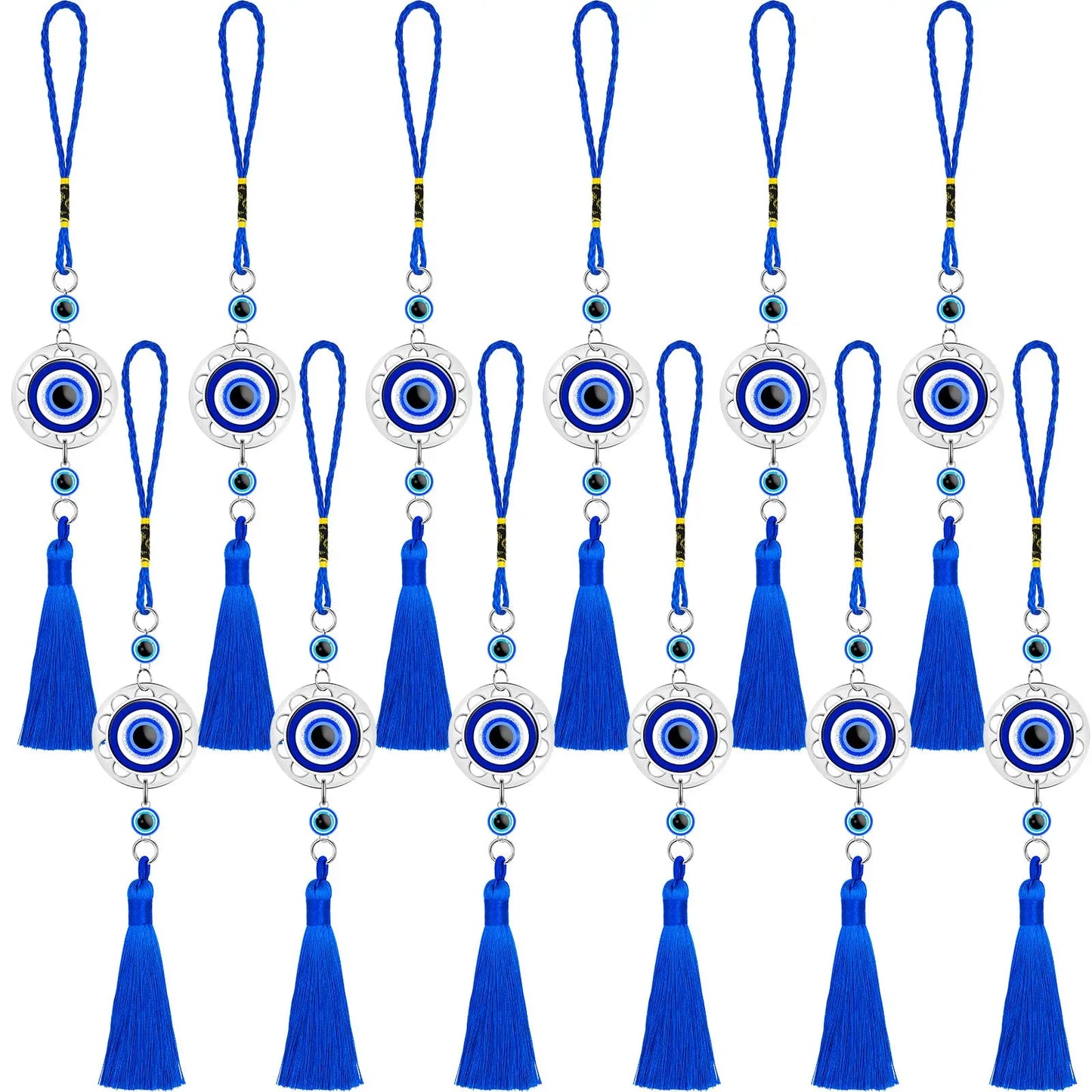 Lucky Blue Evil Eye Car Hanging Ornament Acrylic Beads Charm Pendant Tassel Rear View Mirror Accessories Protection Carabiner