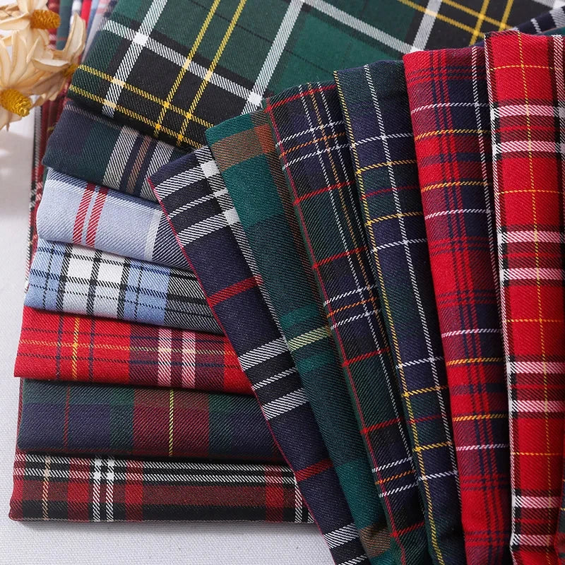 Factory Wholesale Custom British Style Scottish Plaid TC Woven Double-Sided Twill Yarn-Dyed Plaid School Uniform Skirt Fabric