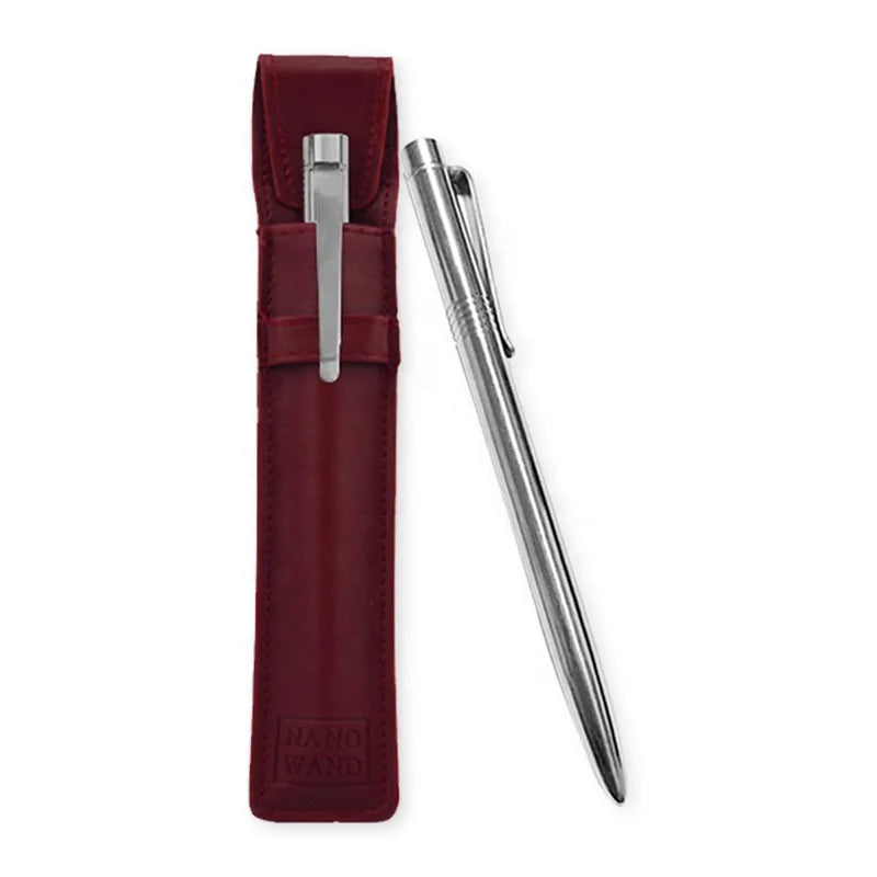 Customized Stainless Steel Nano Pen with Negative Ions Assured Zero Point Scalar Energy Healing Wand Silver Leather Bag HOONN