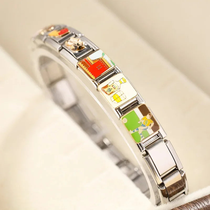 Hapiship 2024 Fashion Pretty Colors Heart Cheers Charm Italian Links Fit 9mm Bracelet Making Women DIY Jewelry DJ1138-A