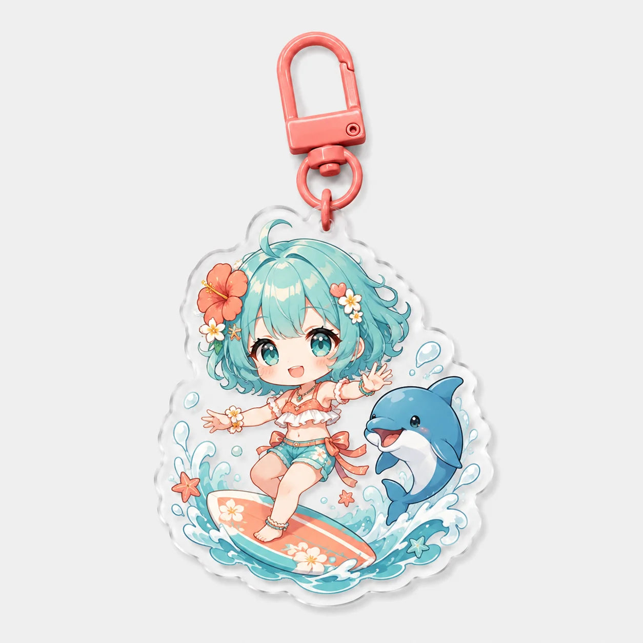 Acrylic Custom Design Double Sided Printing Holographic Personalized Carabiner Key Charm-Plastic Customized Color & Shape