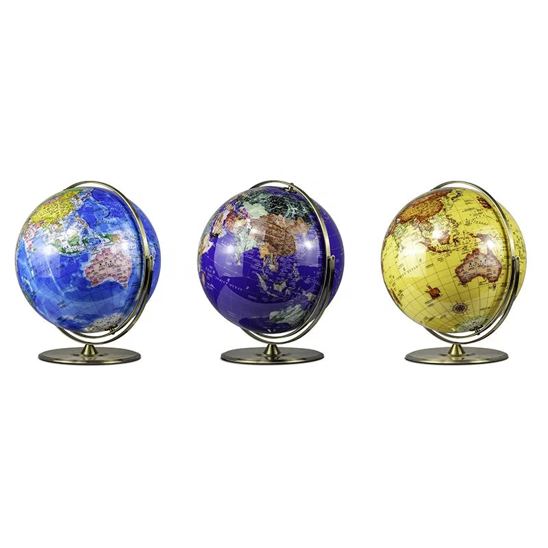 Seeball 42cm/50cm Crystal Plating U-Shaped Base Green Bronze Globe-Popular Science Education Business Home Decoration 3 Color