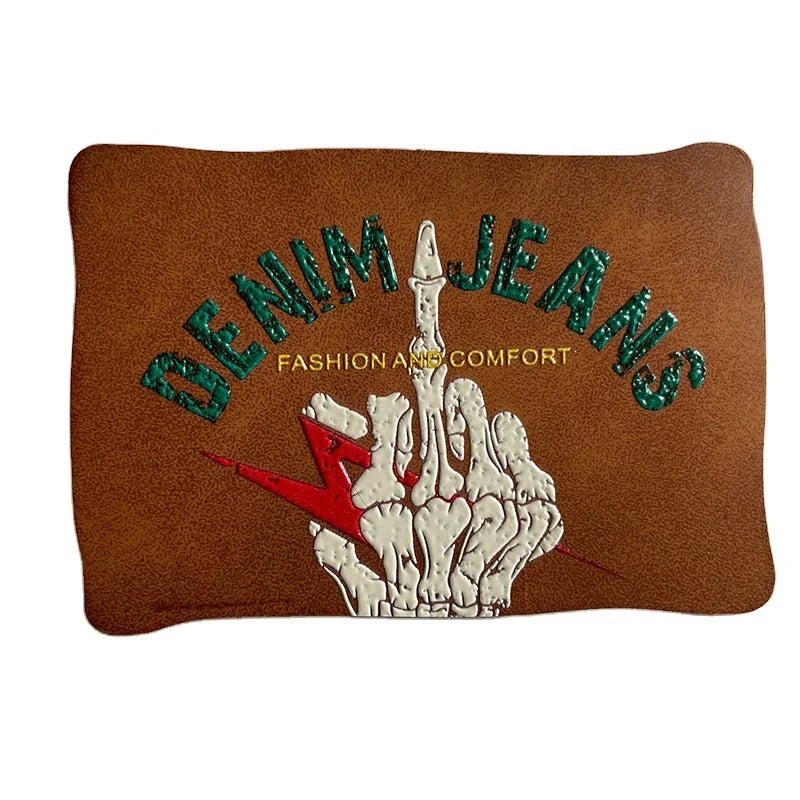 Factory Luxury Customized Logo Recyclable Printed PU Leather Patches Faux Leather Patch Label for Clothing/Jeans/Blanket/Hats