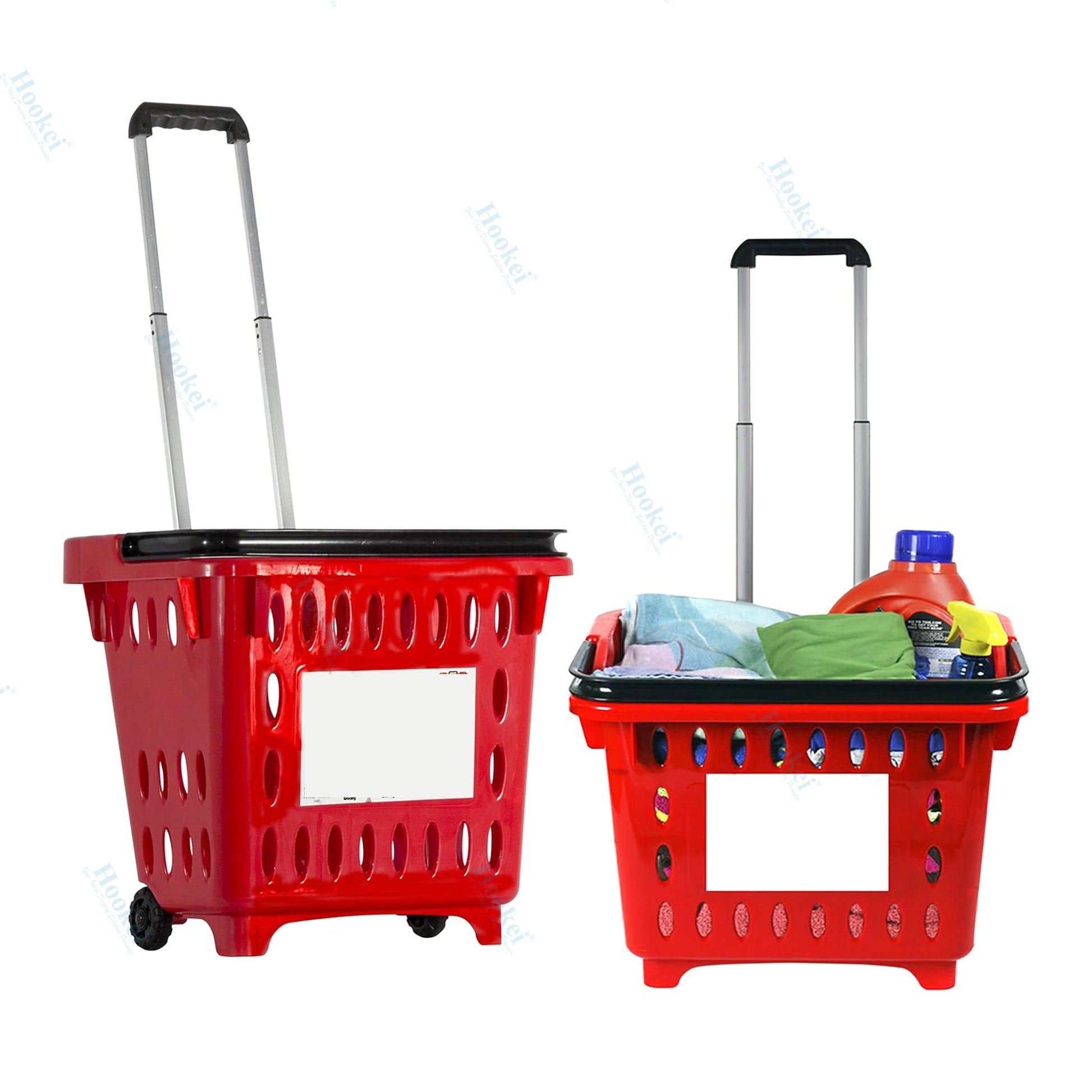 20 L Large Grocery Basket With Handles Portable Large Plastic Shopping Supermarket Basket for Retail Stores With Wheels