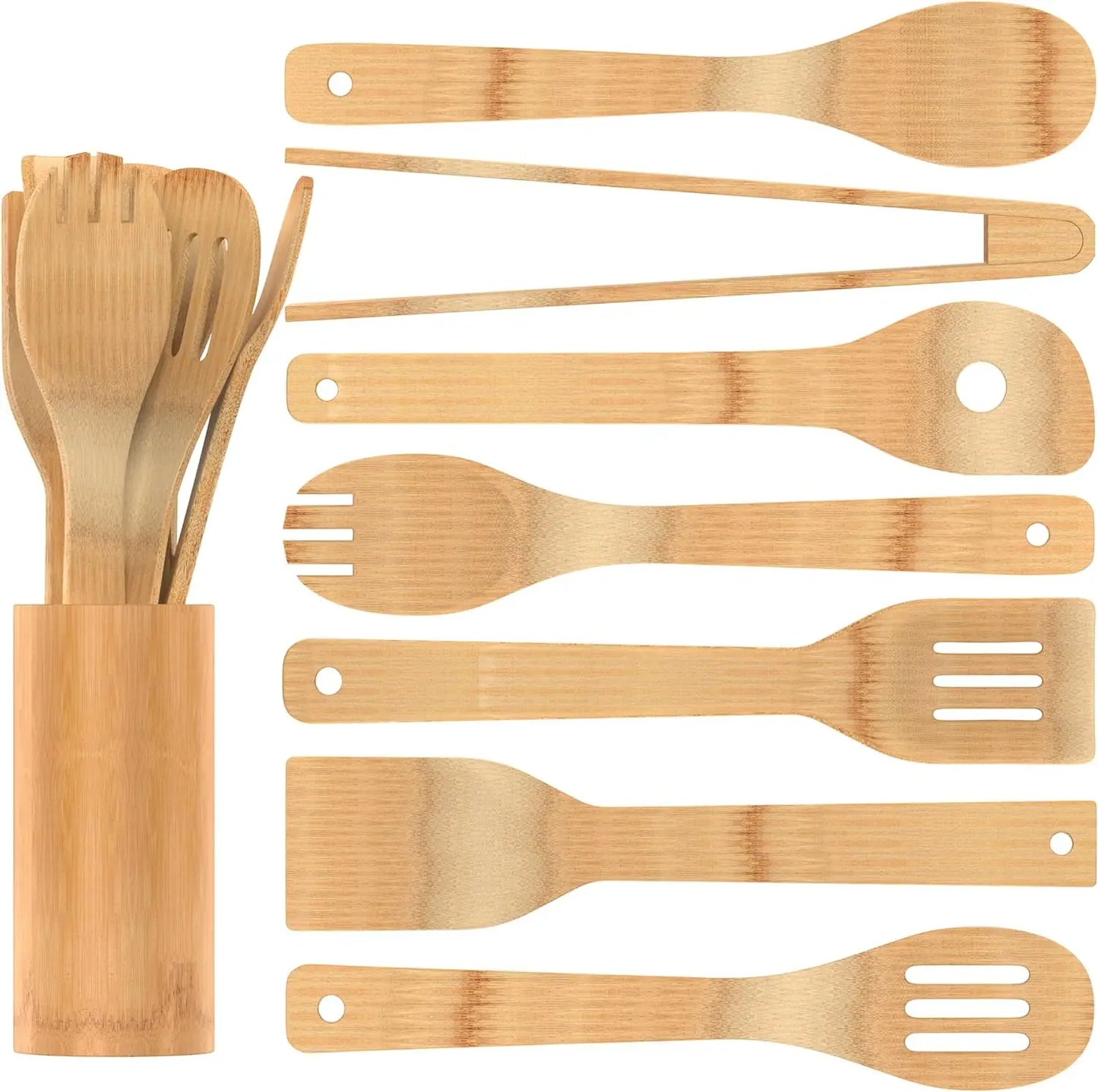 Best Selling 8-Pcs Eco-friendly Bamboo Kitchen Utensil Set New Shovel Spatula for Home Kitchen Cooking Accessories