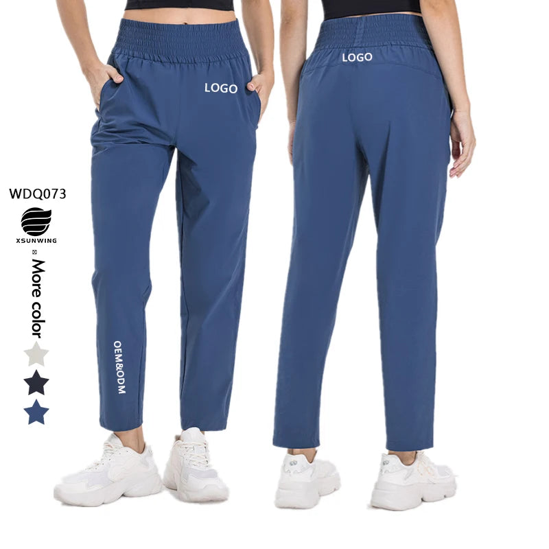 Xsunwing High Waist Leisure Cooling Workout Jogger Pants With Pockets Straight-leg Gym Women's Leggings Sport Yoga Pants WDQ0