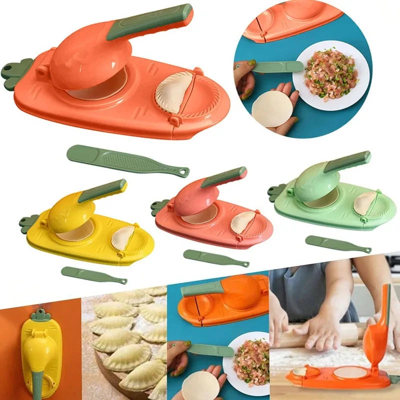 2-in-1 Efficient Dumpling Maker Manual Dough Presser Dumpling Wrapper Mold Dough Pressing Tool Kitchen Pastry Jiaozi Baking T