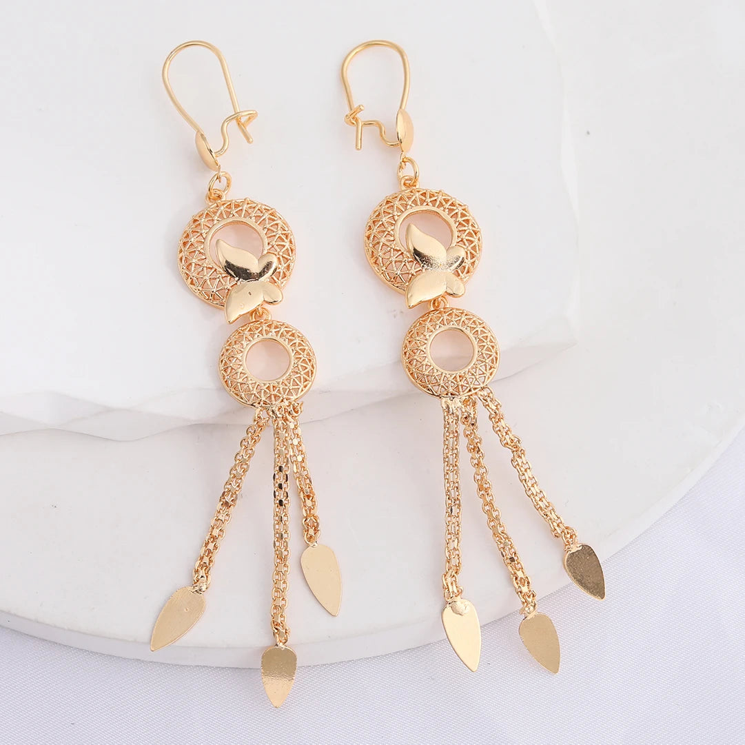 South Best Selling Low Priced Brass Zircon Earring Jewelry Lady's Gold Plated Copper Chain Earrings