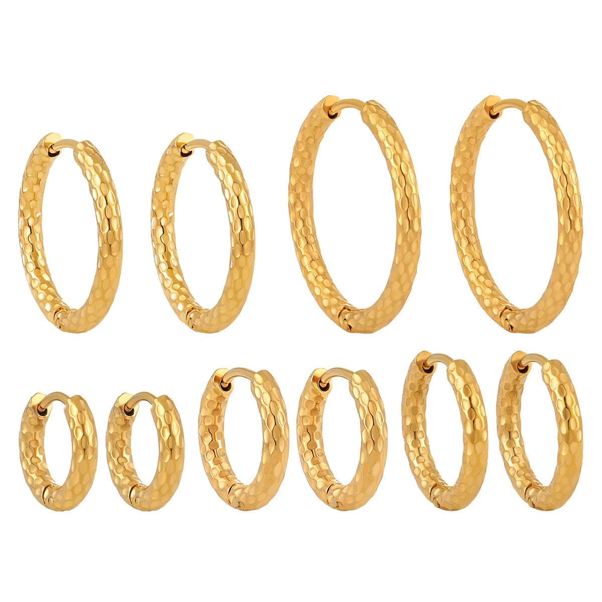 Fashion  Waterproof Jewelry Stainless Steel Circular Earring 18k Gold Plated Glossy Hoop Creative Earrings YF5033