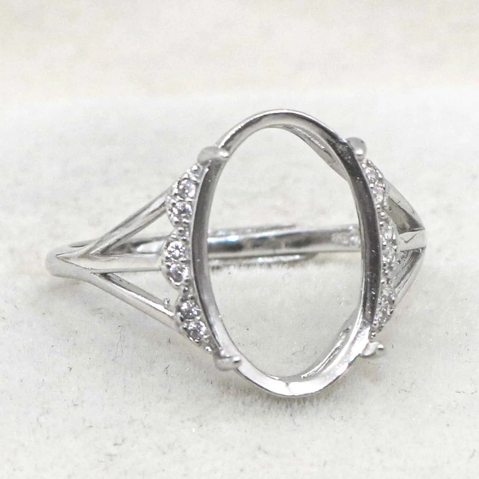 Sterling Silver 10*15mm Semi Mount Ring Empty Frame Blank Support Claws Setting S925 Base Holder Without Center Stone for Inl