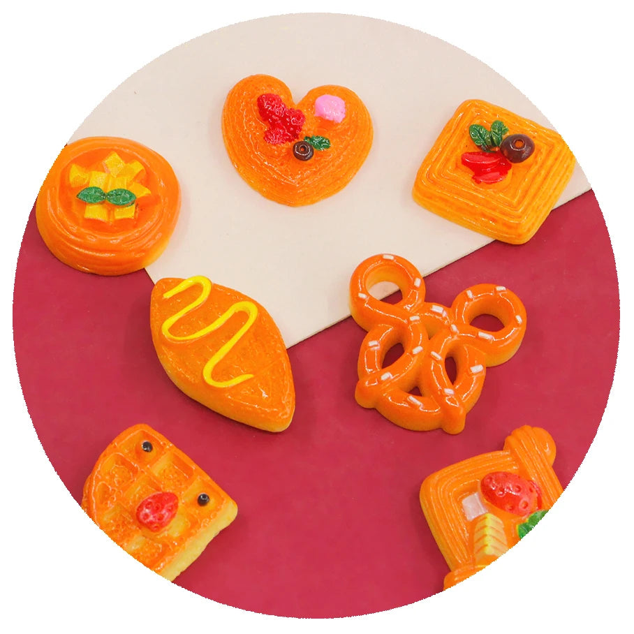 Sweet Bread Mini Food Resin Flatback Cabochon for Diy Jewelry Making Doll House Miniature Foods Hairpin Phone case Accessorie