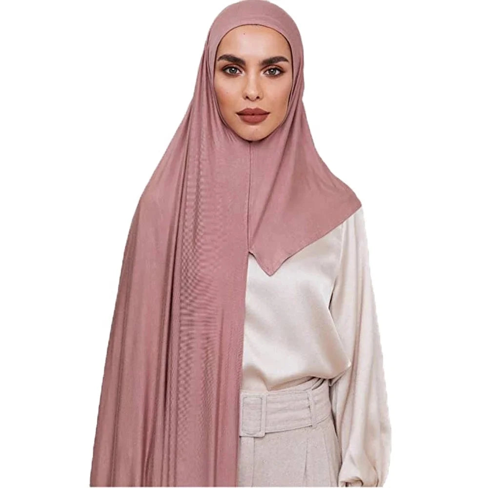 Custom Fashion One Loop Instant Cotton Jersey Hijab Ready to Wear Scarf Shawls Premium Stretchy Jersey Scarf Instant Hijab