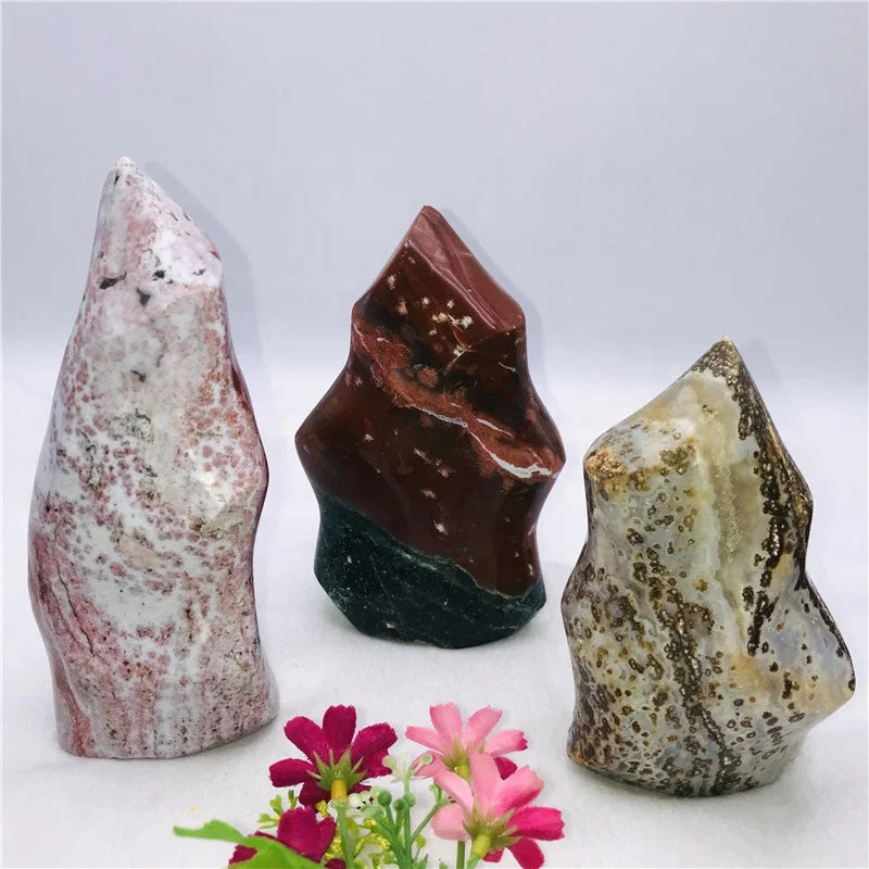 Wholesale Natural Healing Crystal Gemstone Flame Ocean Jasper Flames Decoration