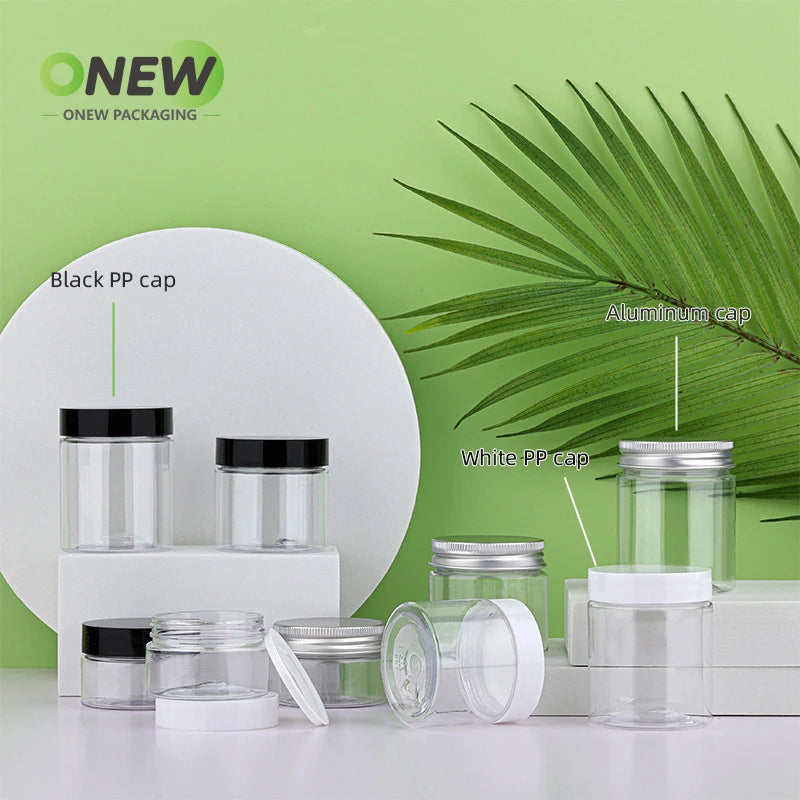 25g plastic pet packing tins container forcosmetic 6oz plastic clear tins jars with lids food grade jar