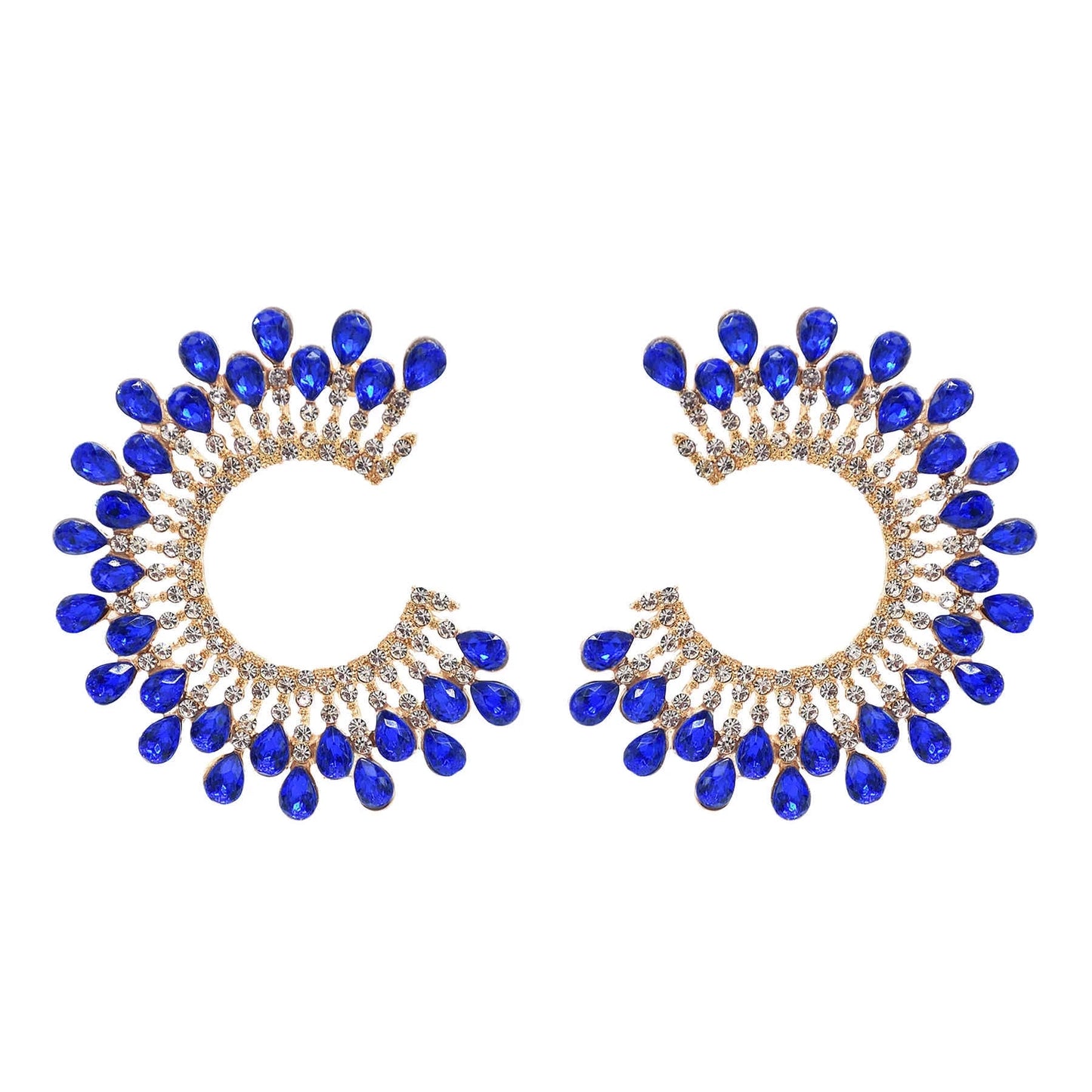 Crystal Hoop Rhinestones Earrings Bridal Stud Earrings Sparkly Crystal Fringe Earrings for Wedding