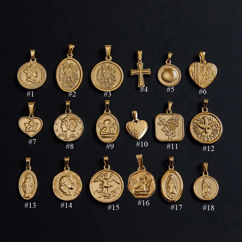 In Stocks Men Gold Plated Pendant Jewelry Accessories Stainless Steel Compass Rose Cupid Angel Charm Fashion Cross Pendant Ho