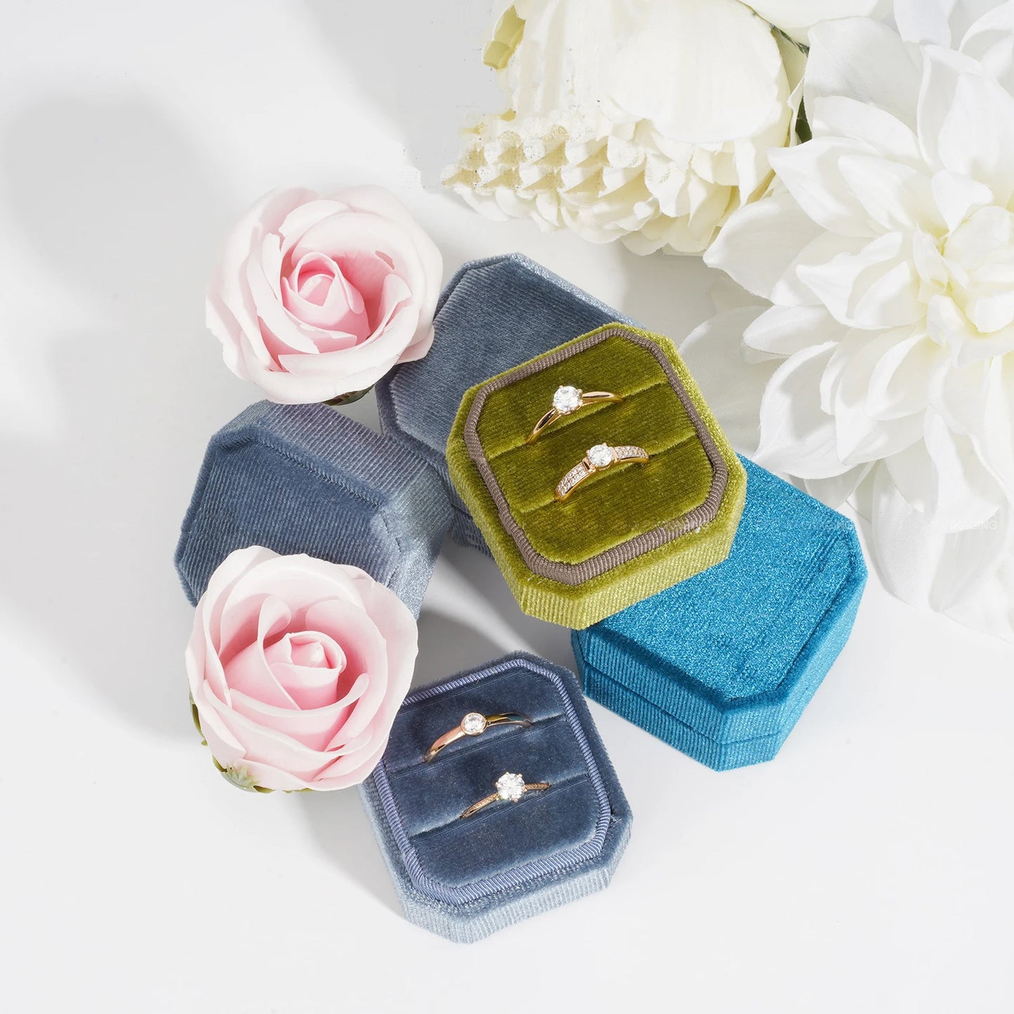 Custom Packaging Packing Gift Paper Earring Velvet Jewelry Ring Box