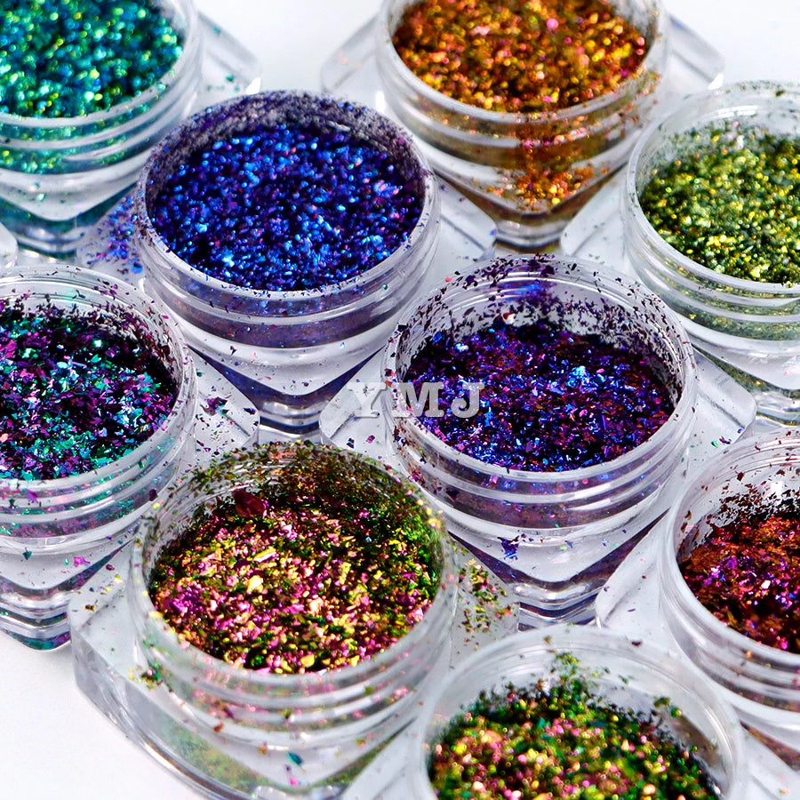 19 Colors Cosmetics Grade Color Shift Bulk Chameleon Flakes Set Super Chunky Chameleon Flakes for Eye Shadow