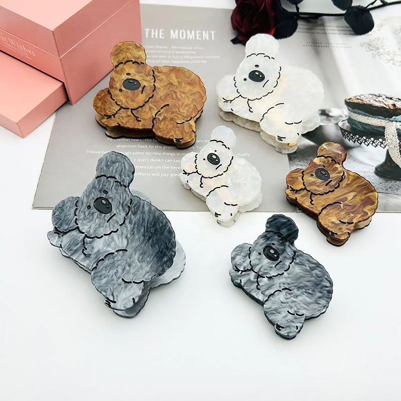 Large Medium Cute Animal Cartoon Metal Clamp Jaw Acetic Acid Haarklammer Acetate Thick Hair Claw Bear Koala Hair Clip for Wom