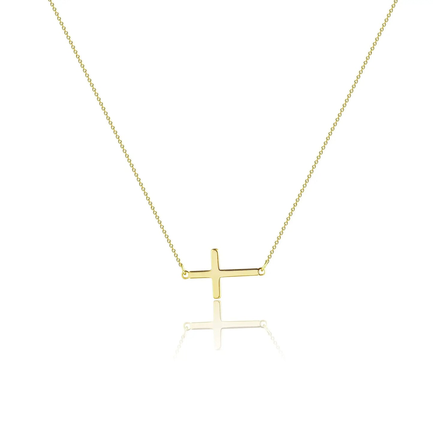 Fashion Minimalist Small Simple Cross Pendant Necklace Jewelry 18k Gold Plated Stainless Steel Cheap Sideways Cross Necklace