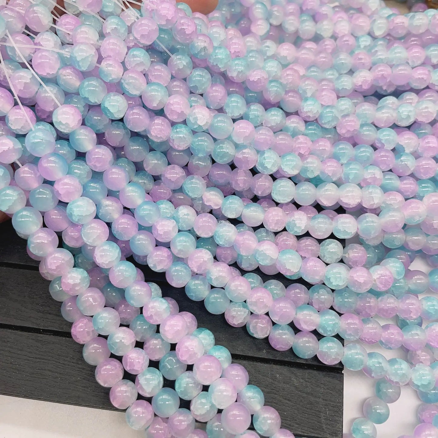 2025 Crystal Direct Sell Cheaper 8mm Double Colors Crack Crystal Round Beads DIY Jewelry Accessories Beads