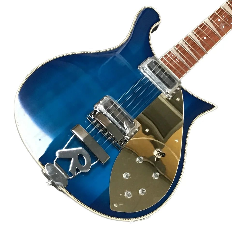 R-Brand Blue 660 Electric Guitar Binding Tremolo Chrome Parts Gold Pickguard Featuring Maple Back/Side 12s Fast Free Shipping
