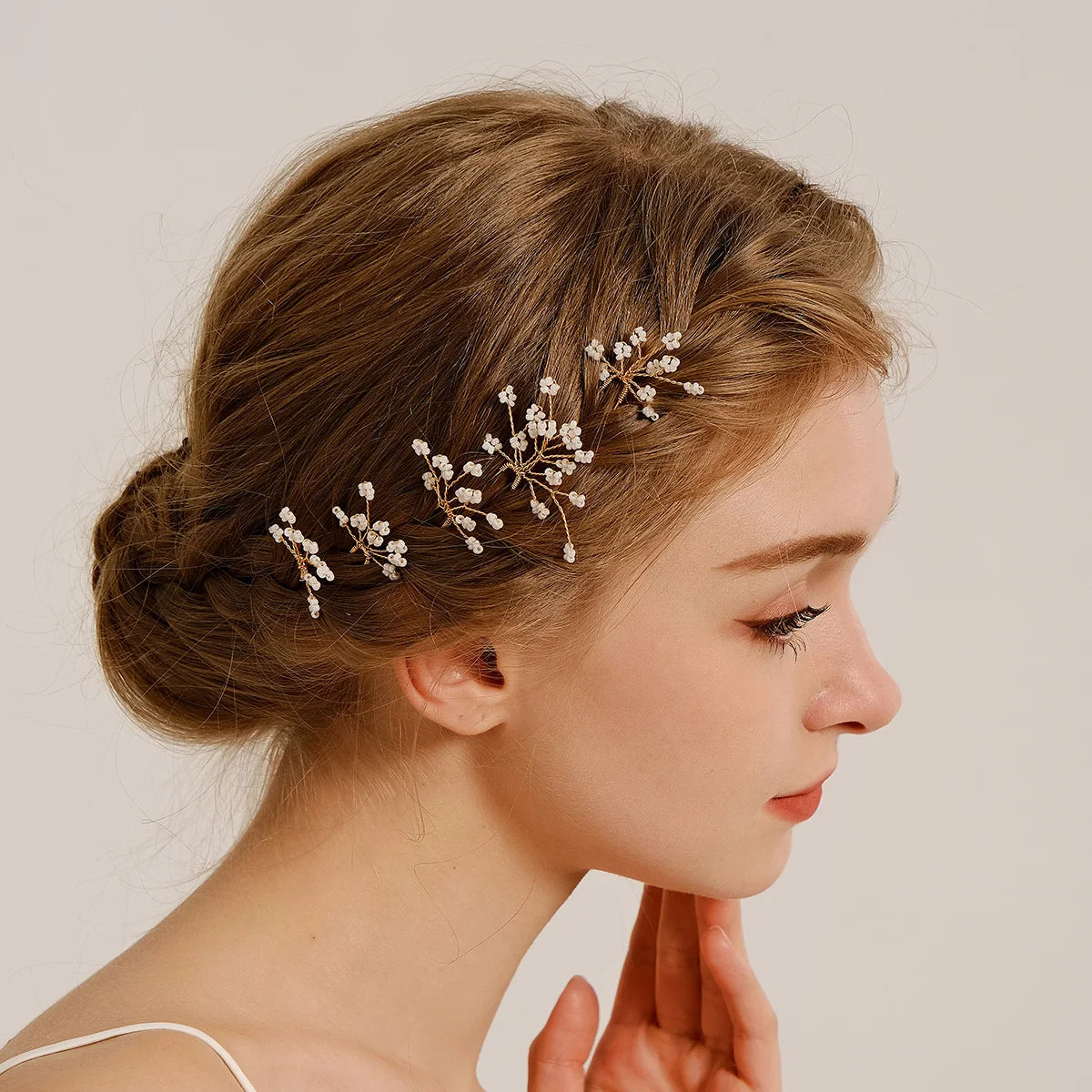 5 Pieces Pearl Crystal Bridal Hair Pins Flower Wedding Hair Piece Vintage Hair Accessory Party for Bride Bridesmaids