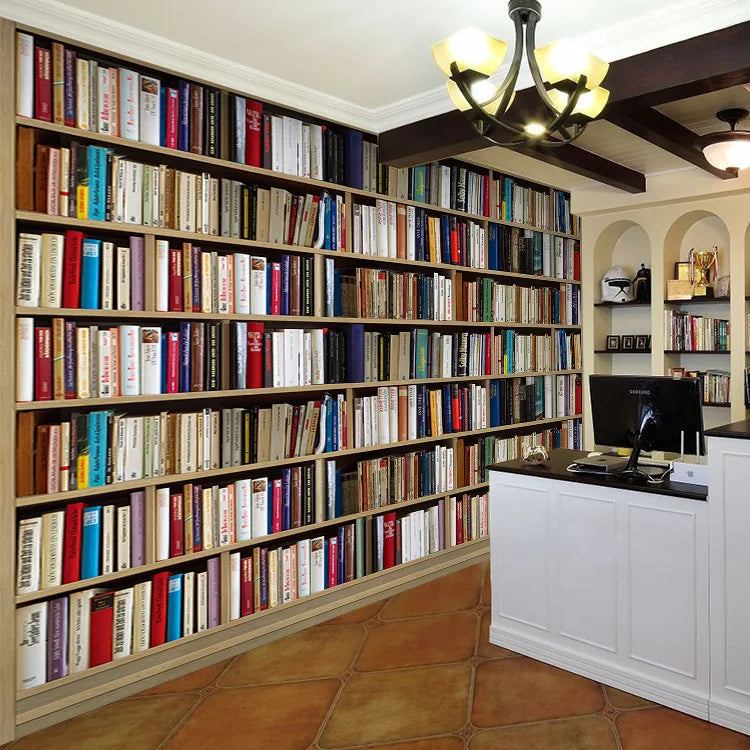 Live Bookshelf Background Wallpaper Modern Sofa Wall Bookcase Mural Living Room Study Restaurant 8D Three-Dimensional Wallpap