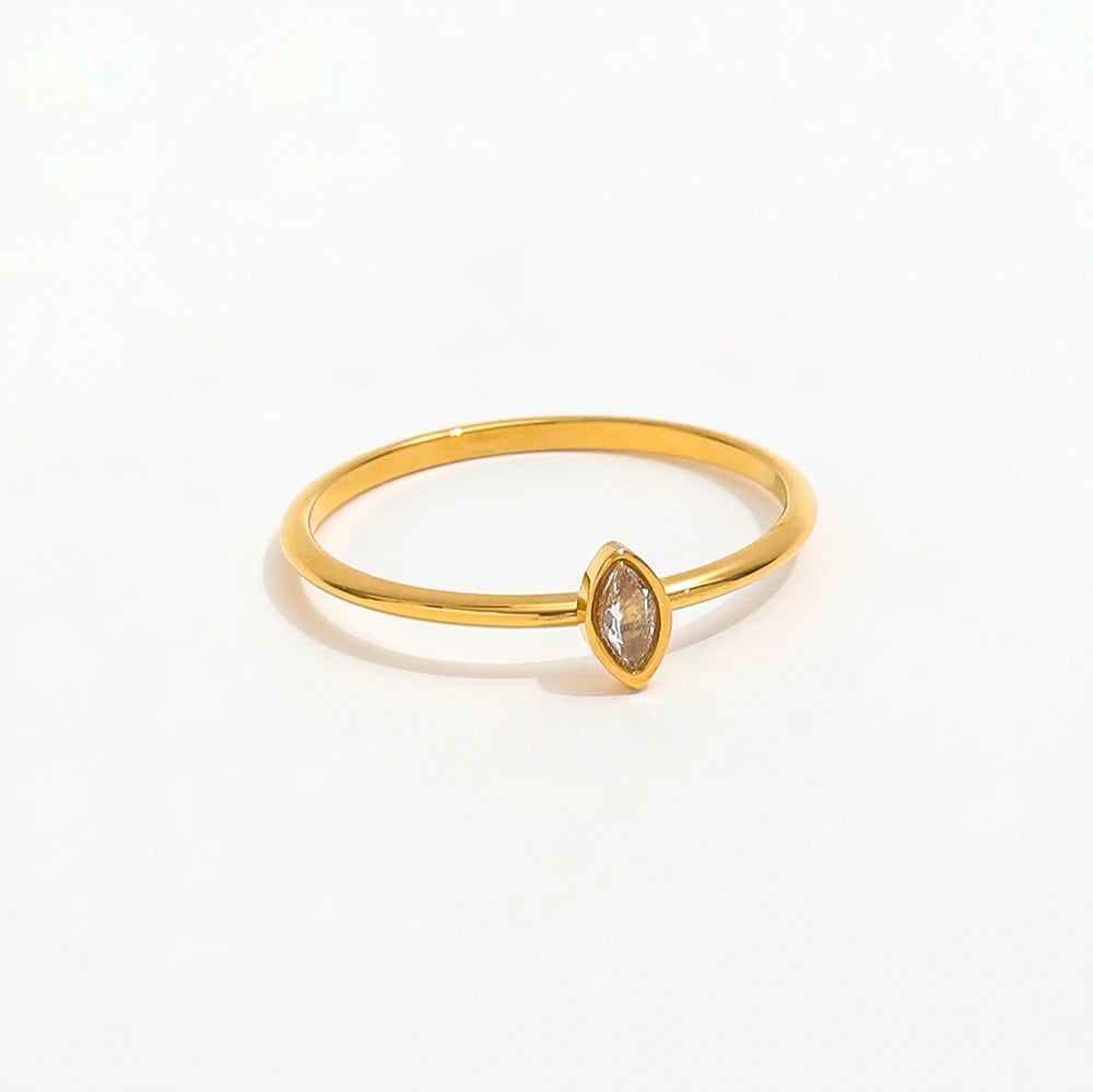 Joolim Jewelry Wholesale 18K Gold Plated Dainty Eye Zirconia Stainless Steel Ring for Women Dainty Fashion Ring