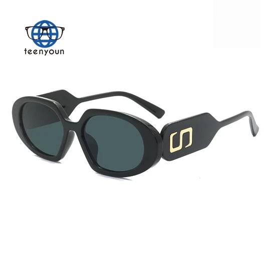 Teenyoun 2024 Women Uv400 Polarized Competitive Price Custom Luxury Sunglasses Matte Black Oval Sunglasses Wholesale
