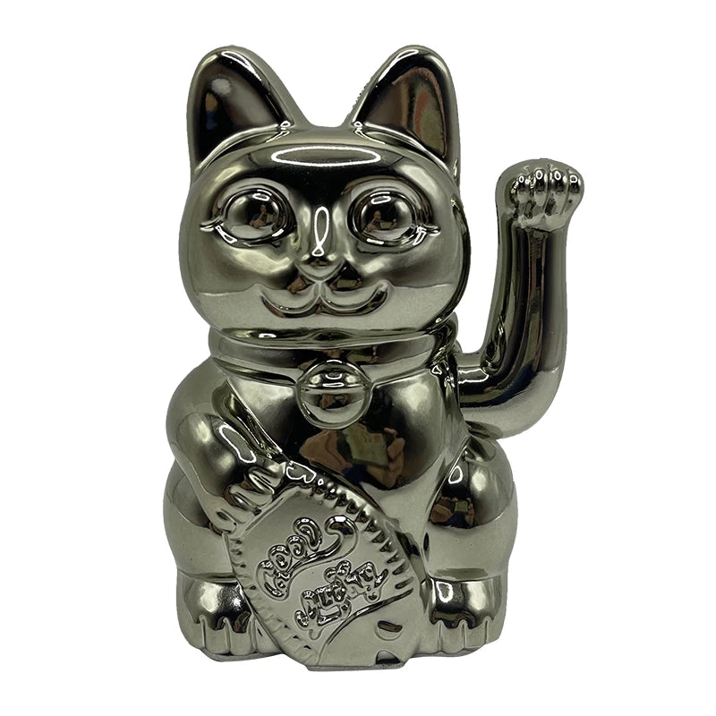 Maneki Neko Lucky Fortune Cat Japanese Lucky Cat with Waving Arm Gold Battery Operated