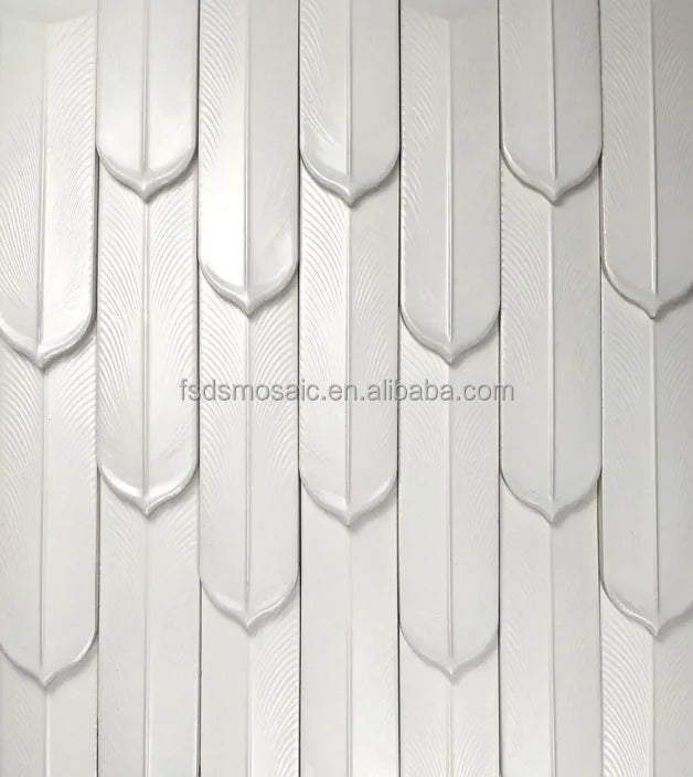 DS Factory Offers Leaf Shaped Green Ceramic Wall Tile Modern Design with Parquet Feature Handmade Glazed Factory Price