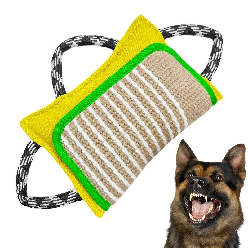 Heavy-Duty Dog Bite Tug Toy-3-Handle Reinforced Jute Training Gear for Working Dogs Durable Interactive Chew Toy Bulk Wholesa