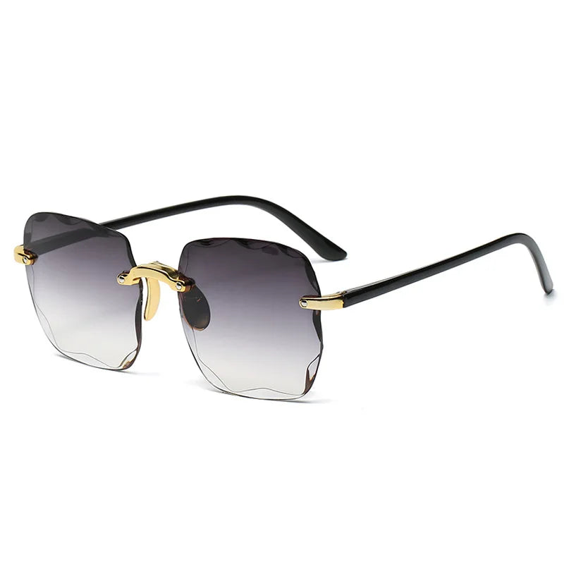 Unisex New Fashion Rimless Metal Square UV400 Sunglasses Trendy Eyewear with Sun Protection 7 Colors Customizable Logo