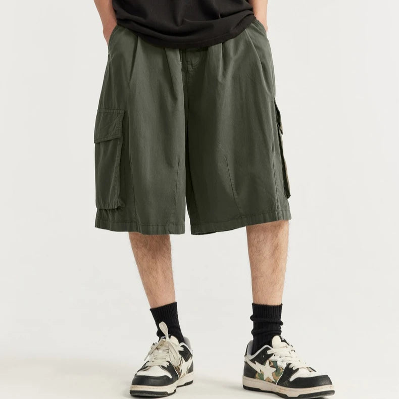 Custom Fashion Street Wear Casual Gym Hip Hop Style Plain Cargo Shorts Big Front Pockets All Over Print Men's Short